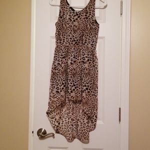 Girls Leopard Print High Low Dress
